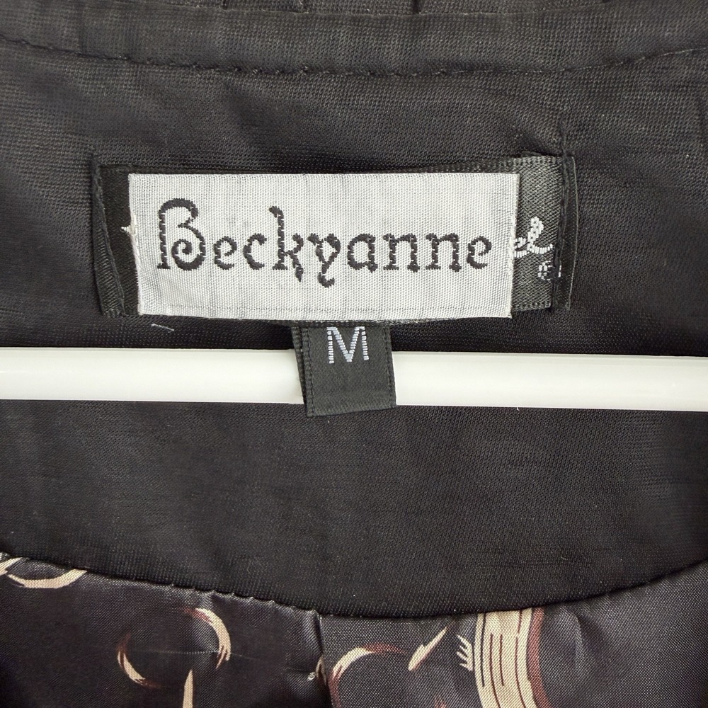 Beckyanne Black Silk Blend Button Up Vest Women's Size Medium Steampunk Gothic - Picture 4 of 6